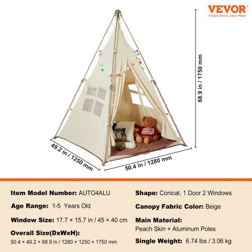 Kids Play Tent Teepee Tent for Kids 15 Years Old Tent for Kids with Windows