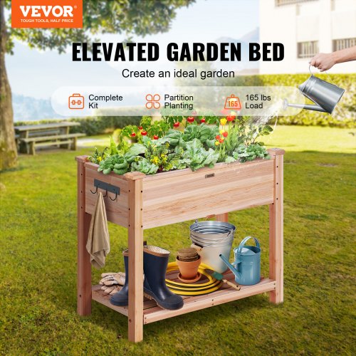 Raised Garden Bed 34 x 18 x 30 in Wooden Planter Box Elevated Outdoor
