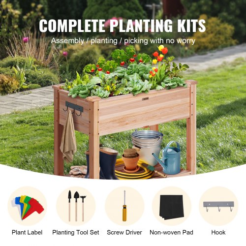 Raised Garden Bed 34 x 18 x 30 in Wooden Planter Box Elevated Outdoor