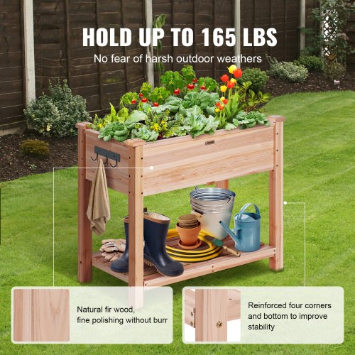 Raised Garden Bed 34 x 18 x 30 in Wooden Planter Box Elevated Outdoor