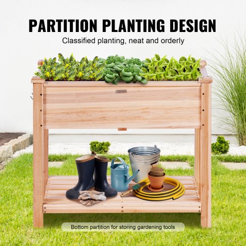 Raised Garden Bed 34 x 18 x 30 in Wooden Planter Box Elevated Outdoor