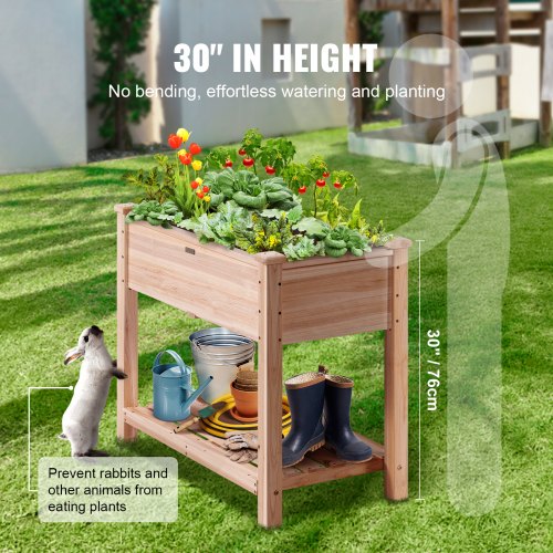 Raised Garden Bed 34 x 18 x 30 in Wooden Planter Box Elevated Outdoor