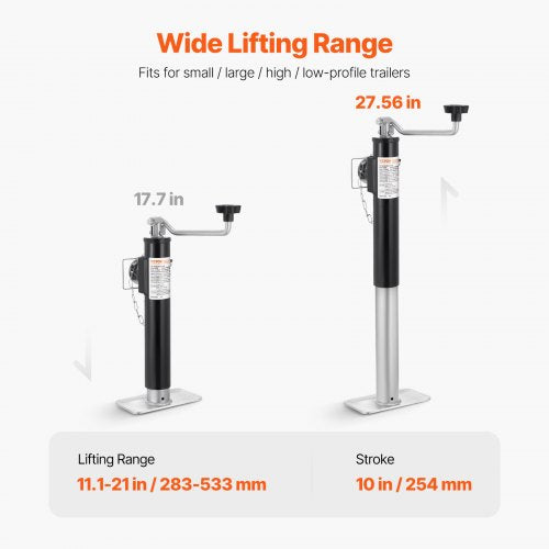 Trailer Jack 2000 lbs Dynamic Load Capacity Weldon PipeMount Swivel