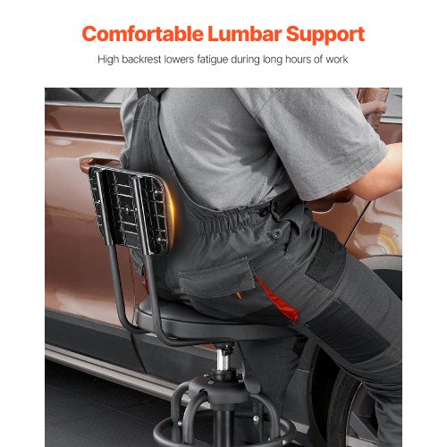 Shop Stool with Backrest Pneumatic Garage SeatWork Stool with 300 lbs