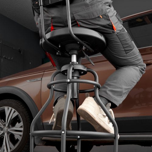 Shop Stool with Backrest Pneumatic Garage SeatWork Stool with 300 lbs