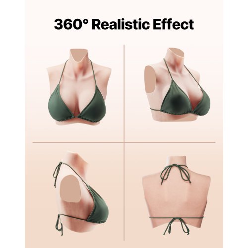 Silicone Breastplate CCup High Neckline Fake Breasts for Crossdressers