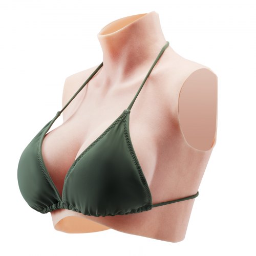 Silicone Breastplate CCup High Neckline Fake Breasts for Crossdressers