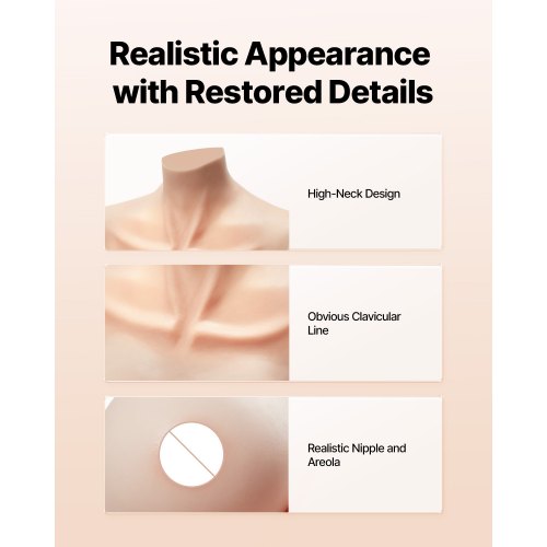 Silicone Breastplate HCup High Neckline Fake Breasts for Crossdressers