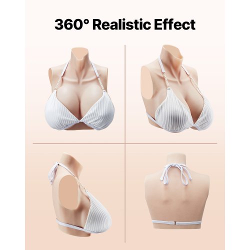 Silicone Breastplate HCup High Neckline Fake Breasts for Crossdressers