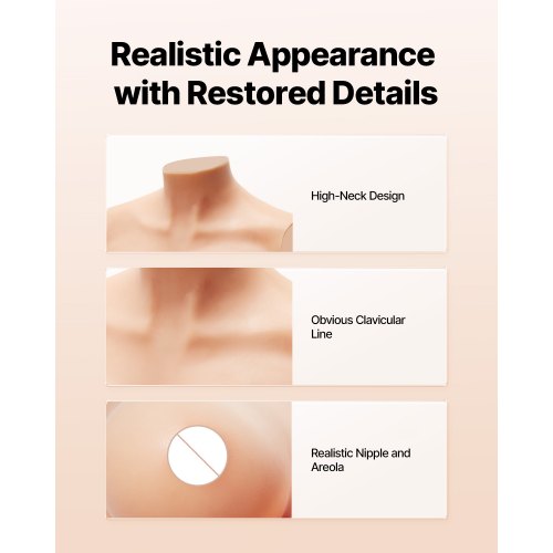 Silicone Breastplate ECup High Neckline Fake Breasts for Crossdressers