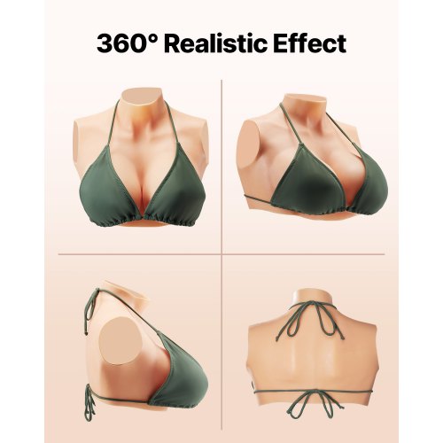 Silicone Breastplate ECup High Neckline Fake Breasts for Crossdressers
