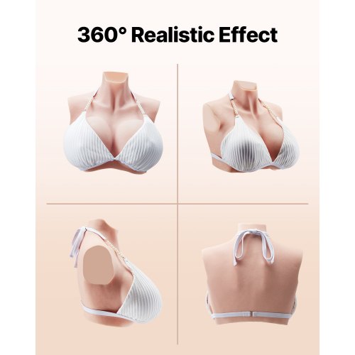 Silicone Breastplate K Sized High Neckline Fake Breasts for Crossdressers