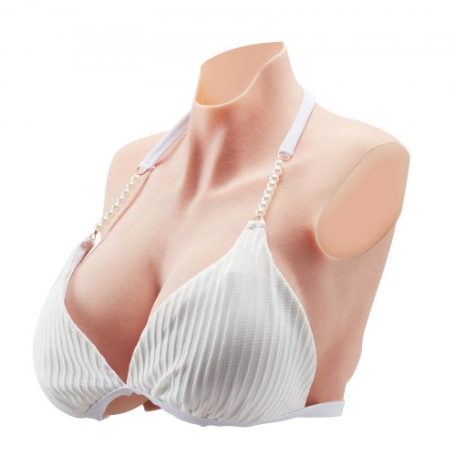 Silicone Breastplate K Sized High Neckline Fake Breasts for Crossdressers