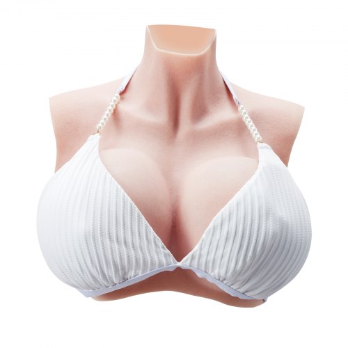 Silicone Breastplate K Sized High Neckline Fake Breasts for Crossdressers