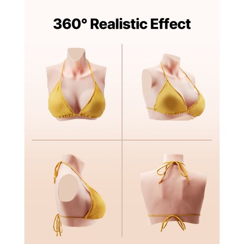 Silicone Breastplate DCup High Neckline Fake Breasts for Crossdressers