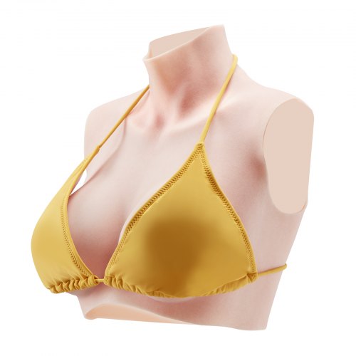 Silicone Breastplate DCup High Neckline Fake Breasts for Crossdressers