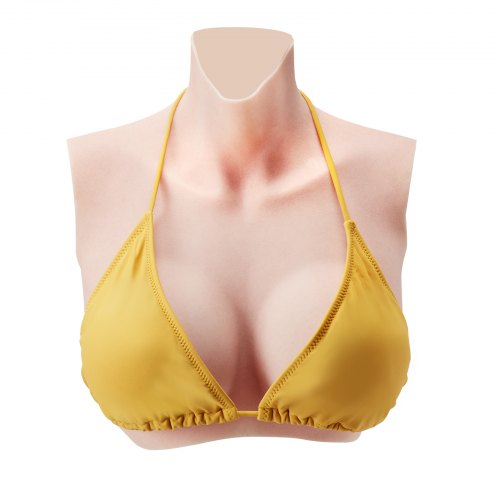 Silicone Breastplate DCup High Neckline Fake Breasts for Crossdressers