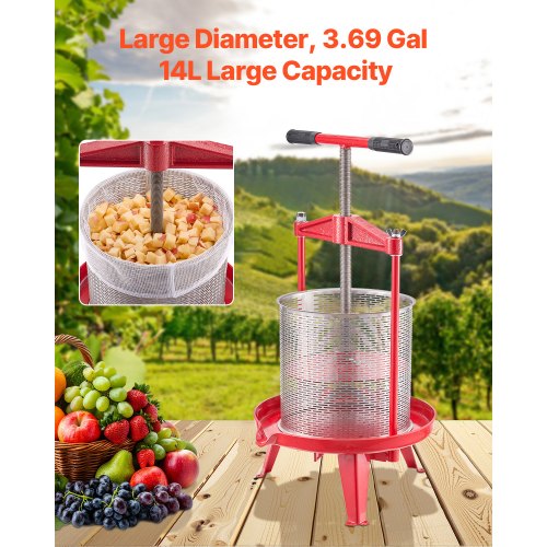 369 Gal14L Fruit Wine Press Stainless Steel Basket with Crossbeam