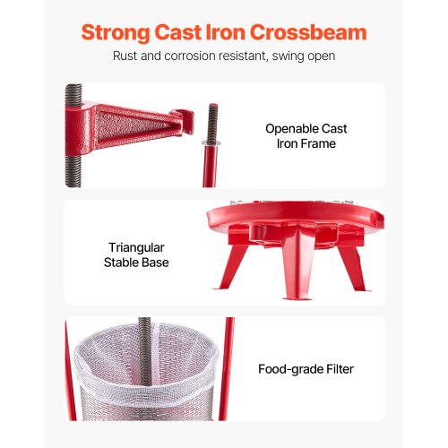 369 Gal14L Fruit Wine Press Stainless Steel Basket with Crossbeam