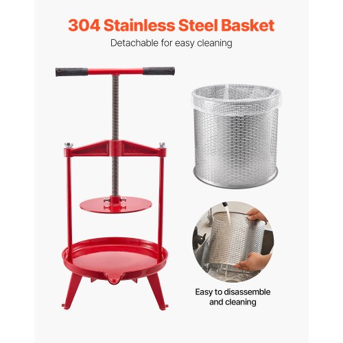 369 Gal14L Fruit Wine Press Stainless Steel Basket with Crossbeam