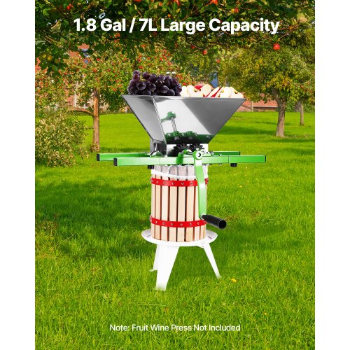 18 Gal7L Fruit and Apple Crusher Large Manual Grinder Stainless Steel