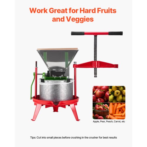 18 Gal7L Fruit and Apple Crusher Large Manual Grinder Stainless Steel