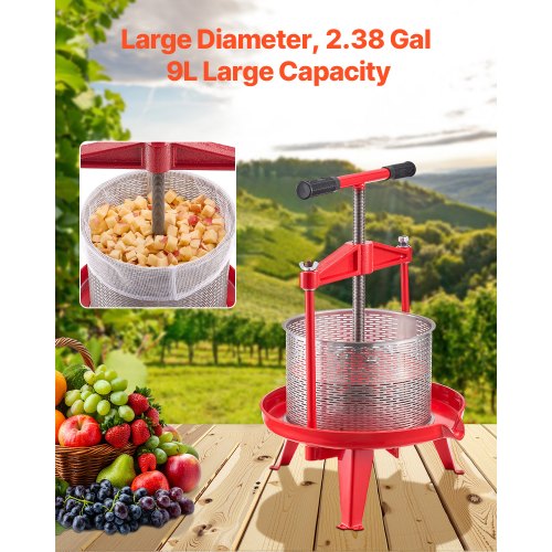 238 Gal9L Fruit Wine Press Stainless Steel Basket with Crossbeam and Triangular