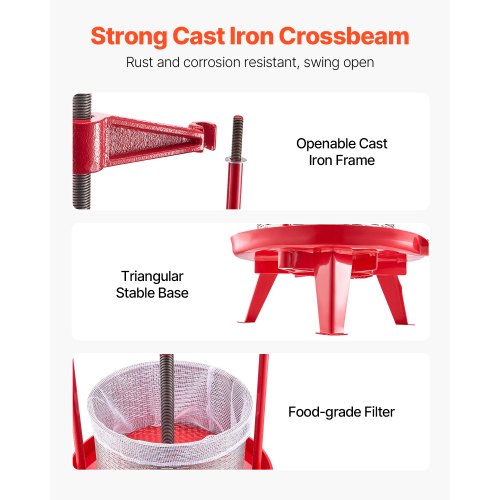 238 Gal9L Fruit Wine Press Stainless Steel Basket with Crossbeam and Triangular