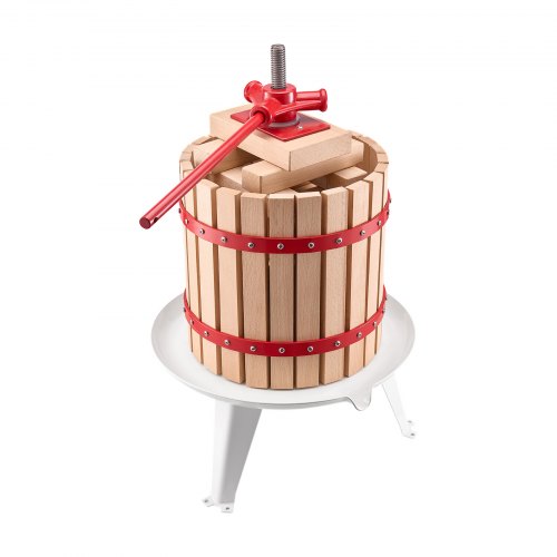 32 Gal12L Fruit Wine Press Solid Wood Basket with 8 Blocks Heavy Duty