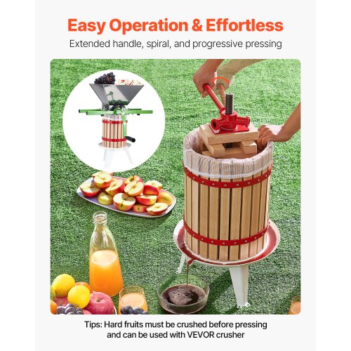 475 Gal18L Fruit Wine Press Solid Wood Basket with 8 Blocks Heavy Duty