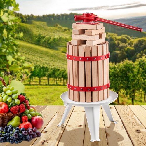 16 Gal6L Fruit Wine Press Solid Wood Basket with 8 Blocks Heavy Duty
