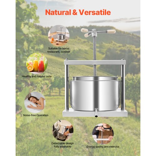 317 Gal12L Fruit Wine Press 2 Stainless Steel Barrels Manual Juice