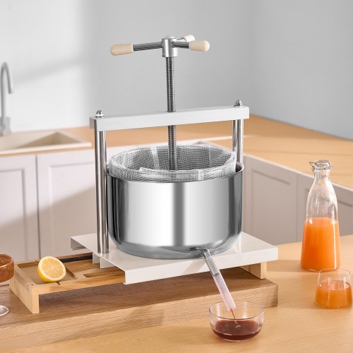 317 Gal12L Fruit Wine Press 2 Stainless Steel Barrels Manual Juice