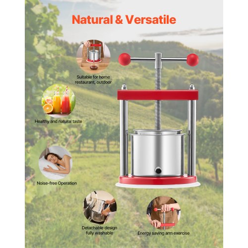 044 Gal165L Fruit Wine Press 2 Stainless Steel Barrels Manual Juice
