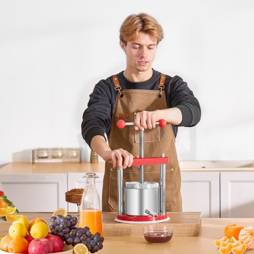 044 Gal165L Fruit Wine Press 2 Stainless Steel Barrels Manual Juice