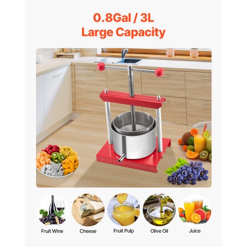 08 Gal3L Fruit Wine Press 2 Stainless Steel Barrels Manual Juice Maker