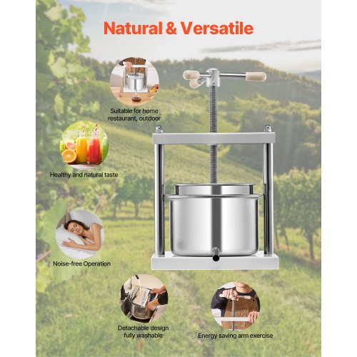 145 Gal5L Fruit Wine Press 2 Stainless Steel Barrels Manual Juice Maker