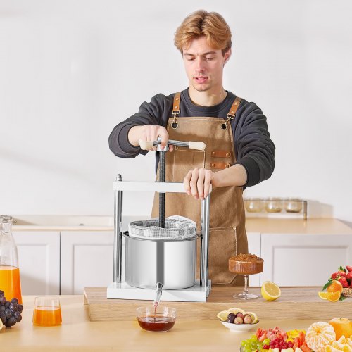 145 Gal5L Fruit Wine Press 2 Stainless Steel Barrels Manual Juice Maker