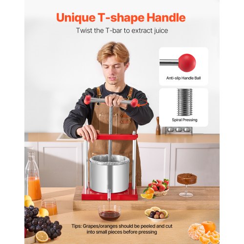 16 Gal6L Fruit Wine Press 2 Stainless Steel Barrels Manual Juice Maker
