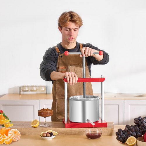 16 Gal6L Fruit Wine Press 2 Stainless Steel Barrels Manual Juice Maker