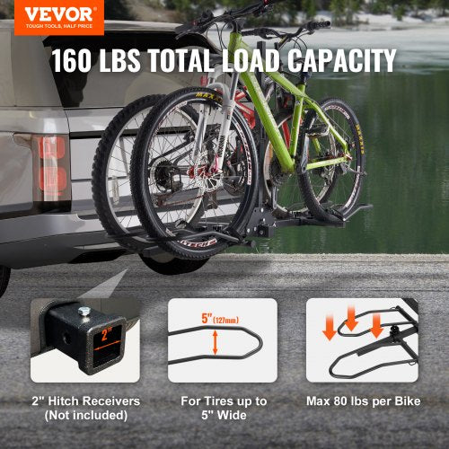 Hitch Mount Bike Rack 2Bike Platform Style 160 LBS Max Capacity Bike Rack
