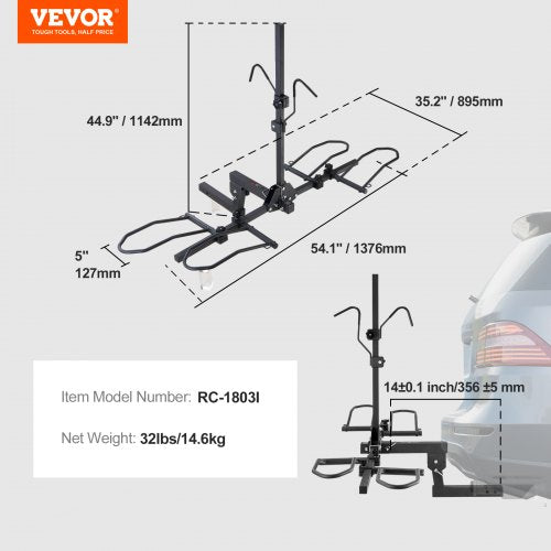 Hitch Mount Bike Rack 2Bike Platform Style 160 LBS Max Capacity Bike Rack