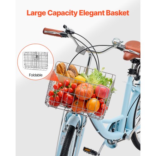 Cruiser Bike 7Speed 24Inch Light Blue Beach With Large Capacity Basket And