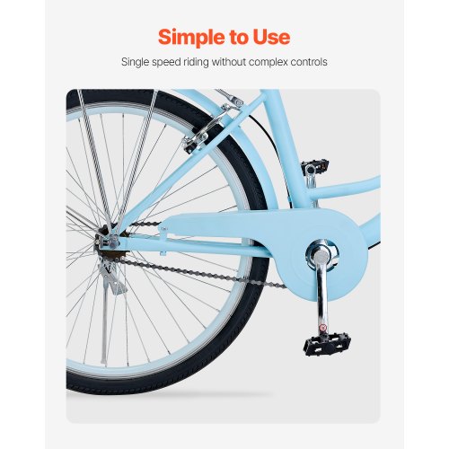 Cruiser Bike 1Speed 26Inch Light Blue Beach With Large Capacity Basket And