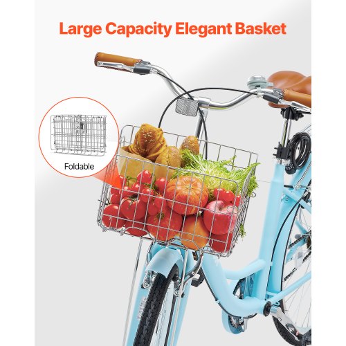 Cruiser Bike 1Speed 26Inch Light Blue Beach With Large Capacity Basket And