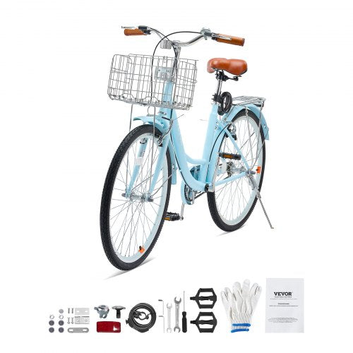 Cruiser Bike 1Speed 26Inch Light Blue Beach With Large Capacity Basket And