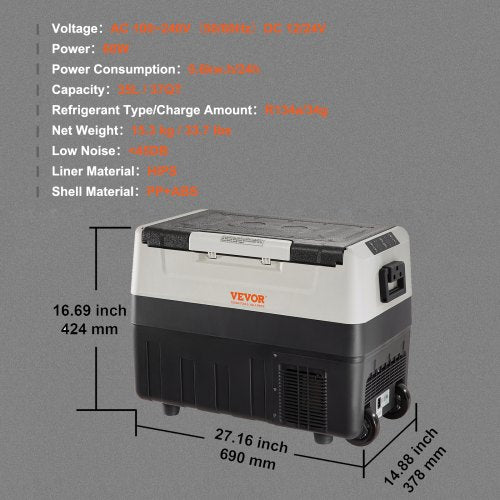 Car Refrigerator 12 Volt Fridge 37 Qt35 L Dual Zone Portable Freezer 450