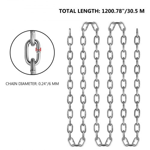 Grade 30 Chain 14 Inch by 100Ft Length Grade 30 Proof Coil Chain Zinc