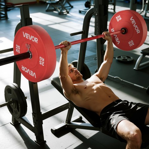 7Ft Barbell Bar Fits 2Inch Weight Plates With Knurled Grip For Strength