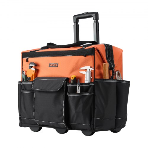 Rolling Tool Bag 110 lbs Load Capacity 27 Pockets Heavy Duty Roller Tool